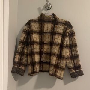Zara Brown and Cream Turtleneck Sweater
